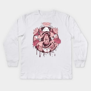 Pink and White Mystic Pisces Motion Kids Long Sleeve T-Shirt